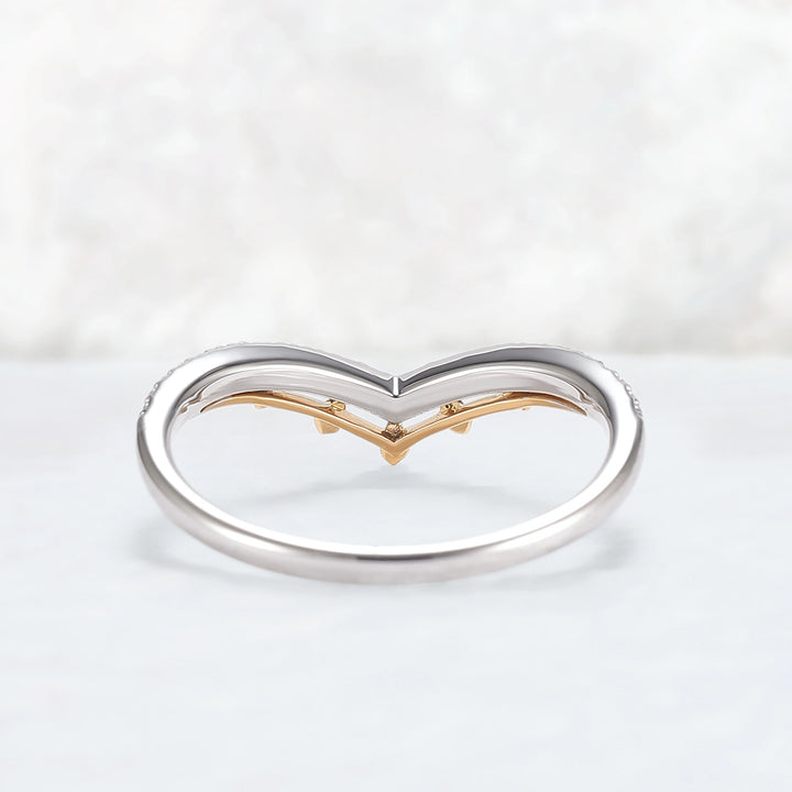 Curved White & Yellow Gold Wedding Ring Halloween Jewelry