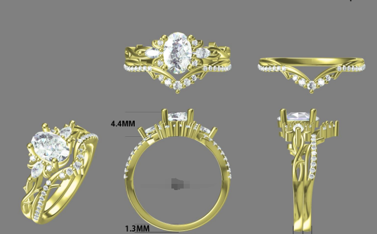 Customized ring set 14K yellow gold US7.5 for Jackeline Gonzalez