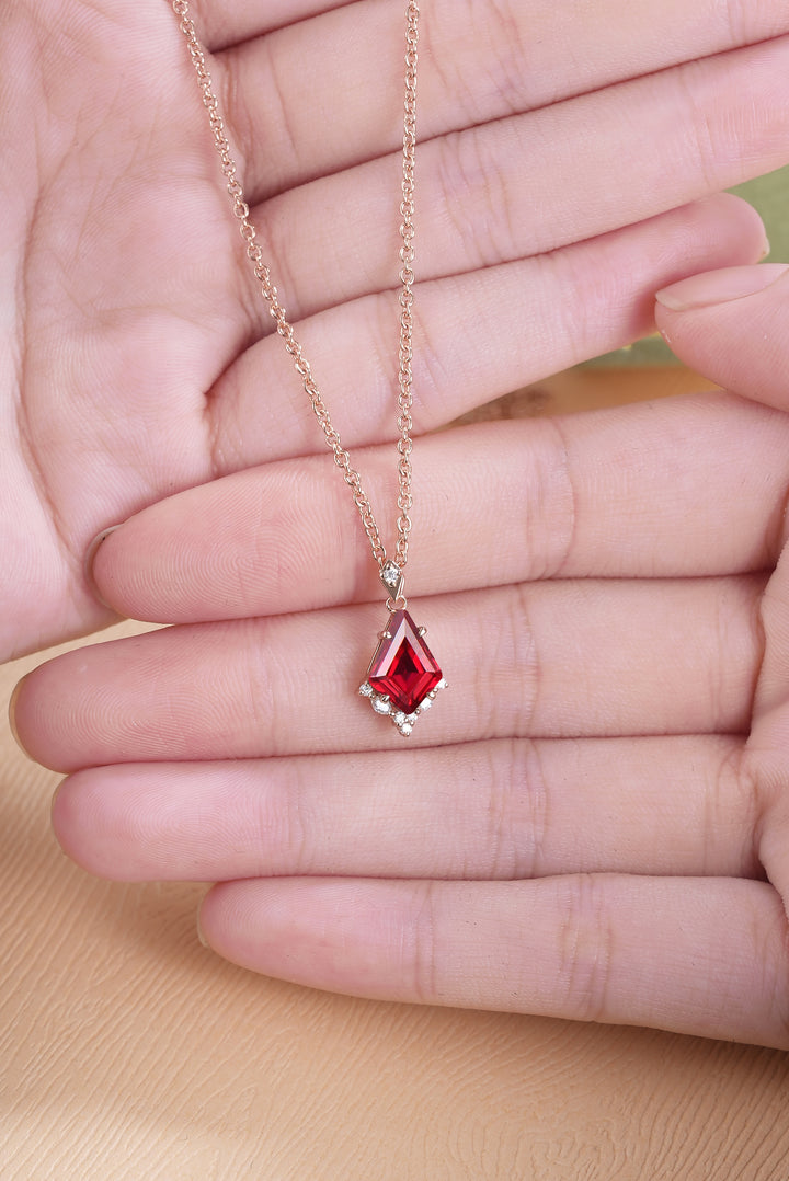 Nature Inspired Kite Cut Ruby Leafy Necklace