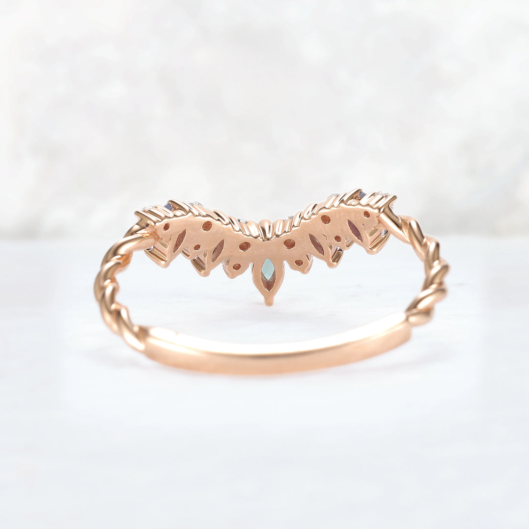 Unique Marquise Cut Alexandrite Twig Ring Arm Stacking Ring