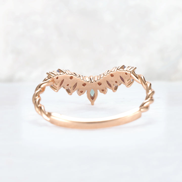 Unique Marquise Cut Alexandrite Twig Ring Arm Stacking Ring