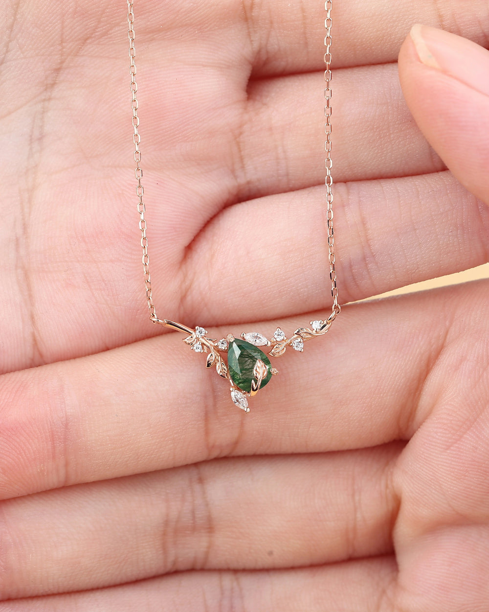 Elowen_Pear_Cut_Moss_Agate_Leaf_Branch_Necklace_2
