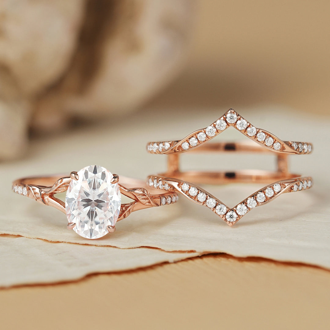 Enhancer_Oval_Cut_Moissanite_Enhancer_Gemstone_Leafy_Ring_Set_2pcs_2