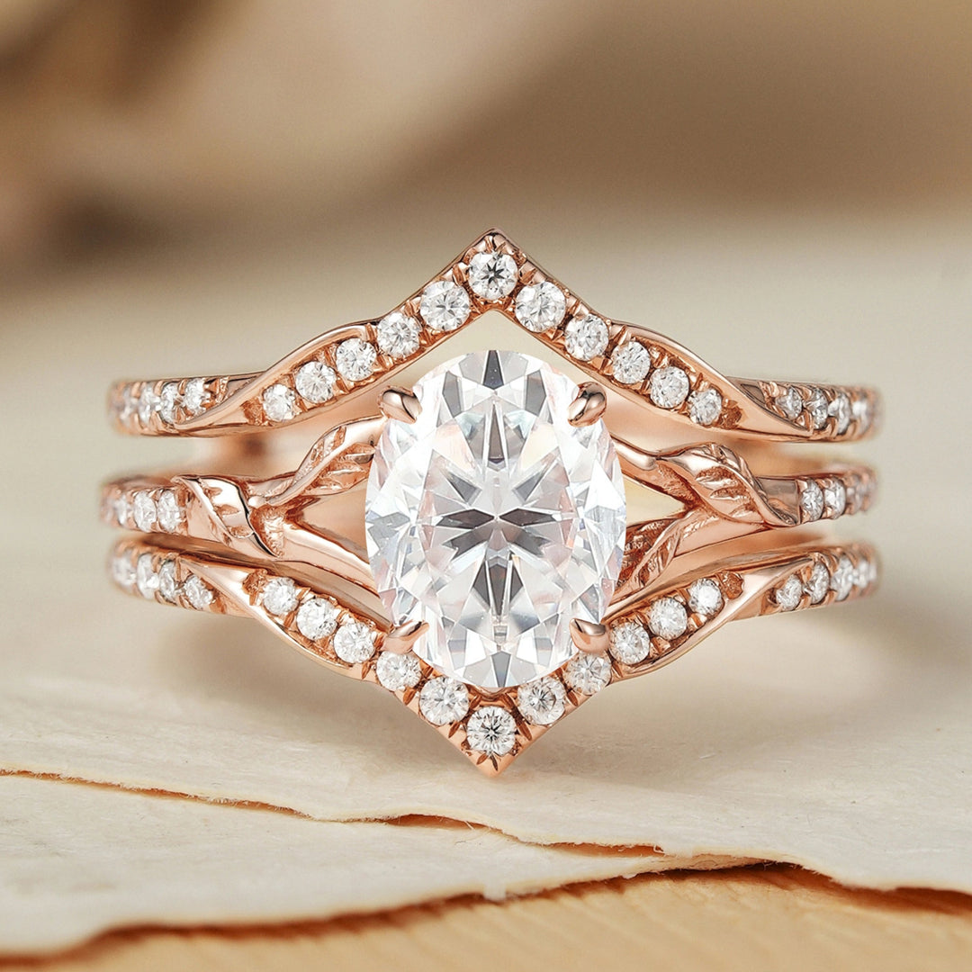 Enhancer_Oval_Cut_Moissanite_Enhancer_Gemstone_Leafy_Ring_Set_2pcs_2