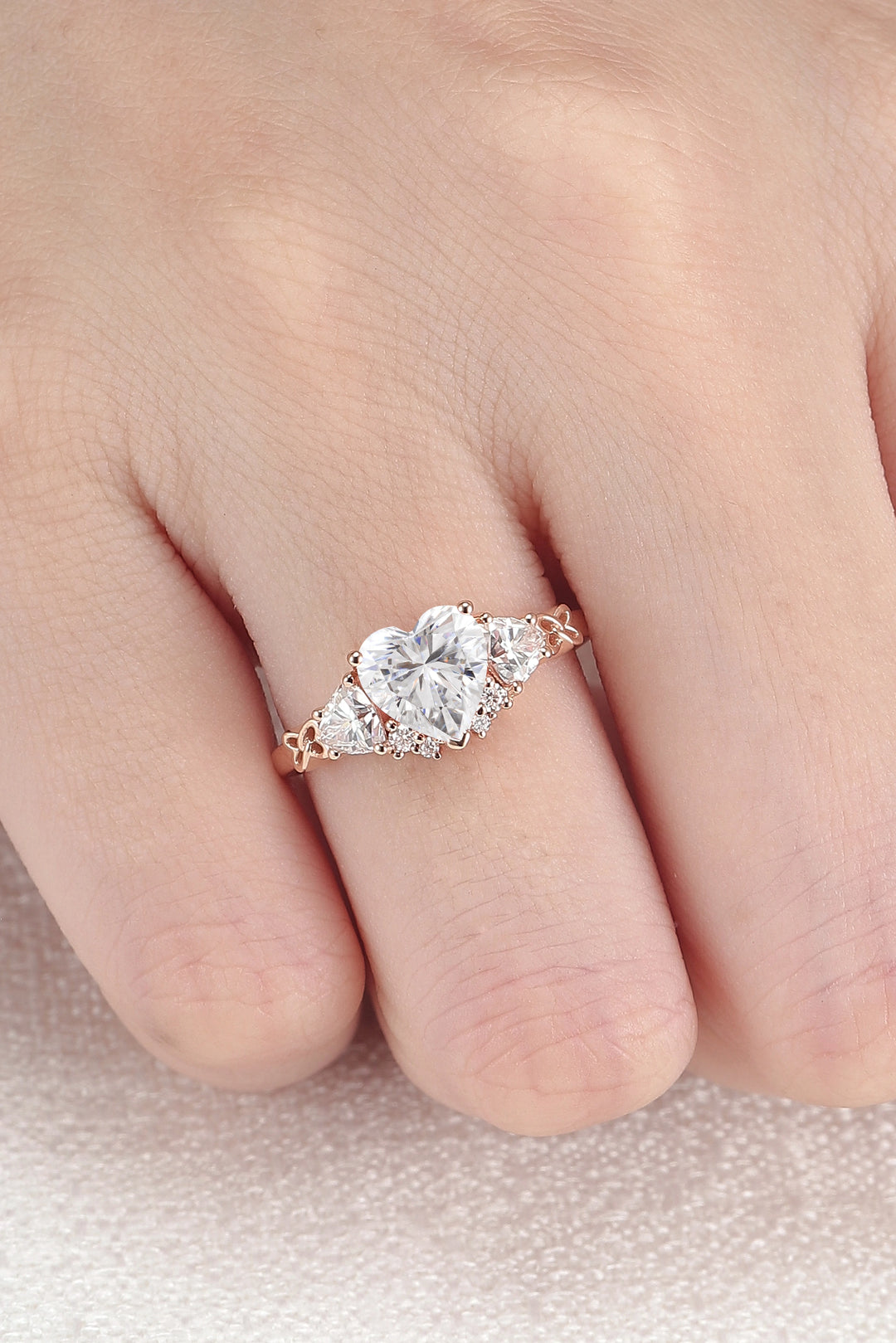Eternal Knot Heart-Shaped Moissanite Engagement Ring