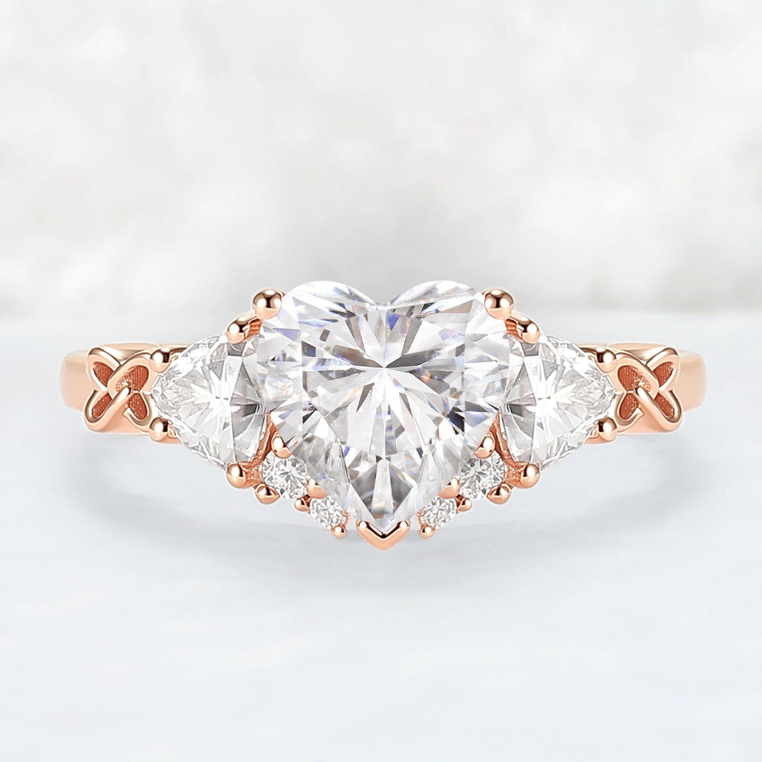 Eternal Knot Heart-Shaped Moissanite Engagement Ring