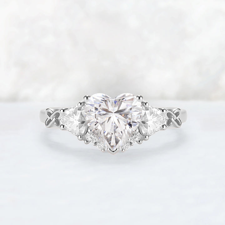Eternal Knot Heart-Shaped Moissanite Engagement Ring