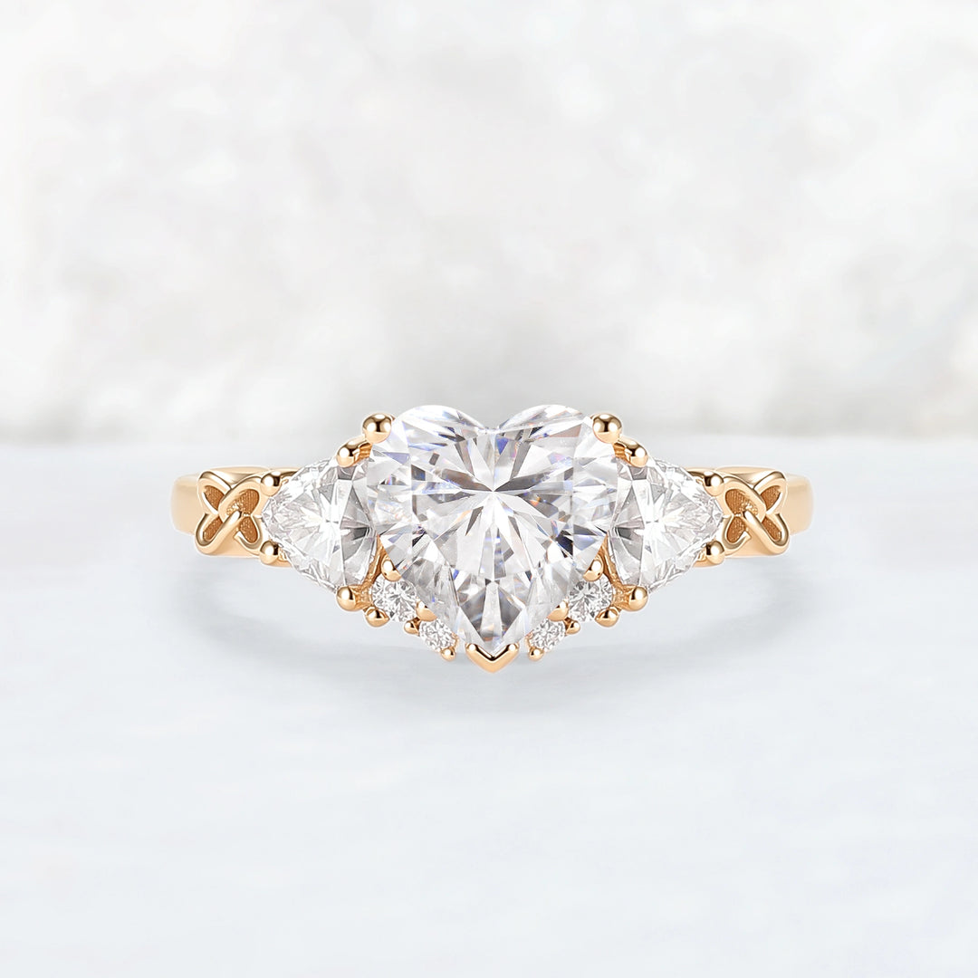 Eternal Knot Heart-Shaped Moissanite Engagement Ring