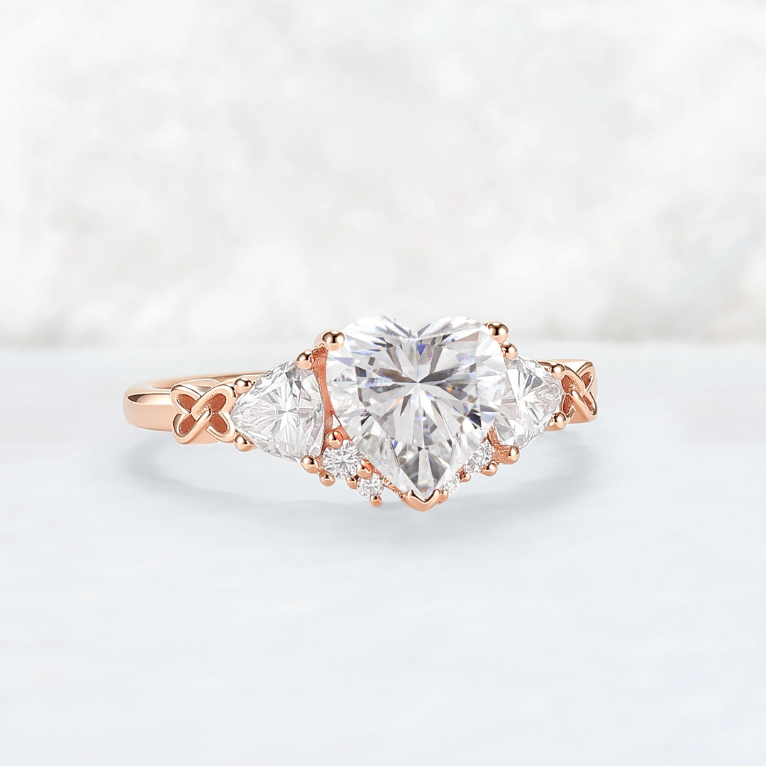 Eternal Knot Heart-Shaped Moissanite Engagement Ring