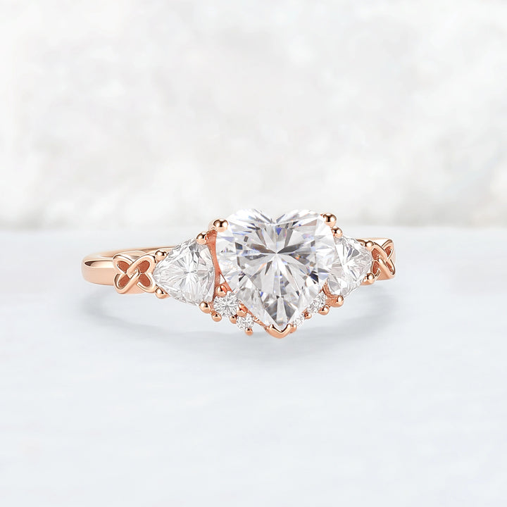 Eternal Knot Heart-Shaped Moissanite Engagement Ring