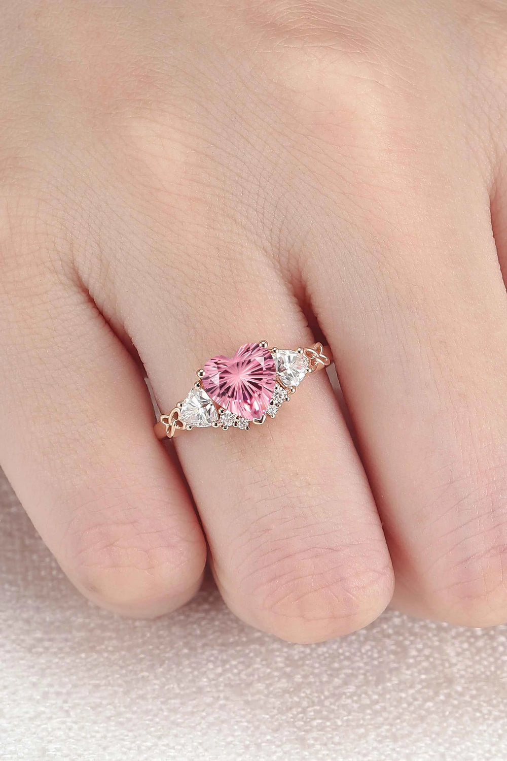 Eternal Knot Heart-Shaped Moissanite Engagement Ring