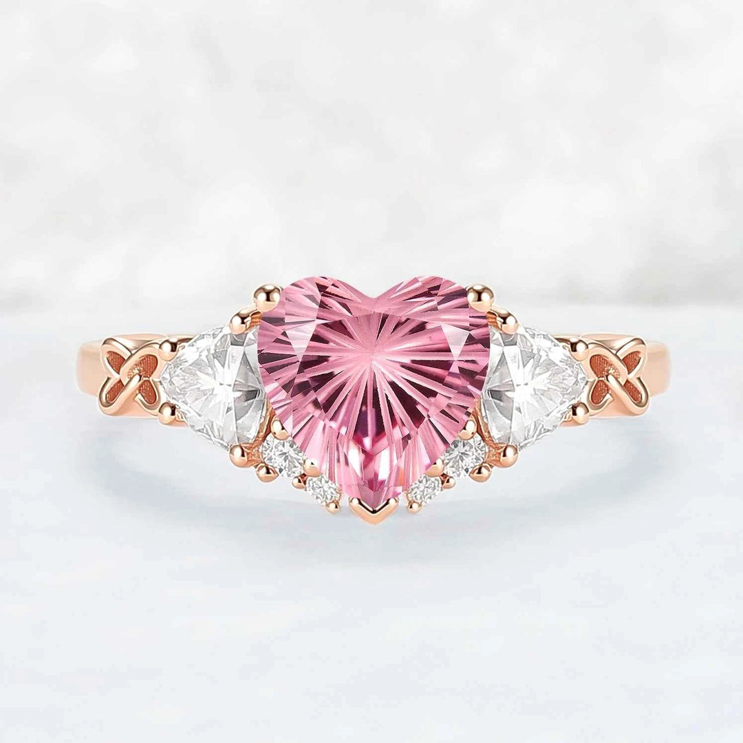 Eternal Knot Heart-Shaped Moissanite Engagement Ring