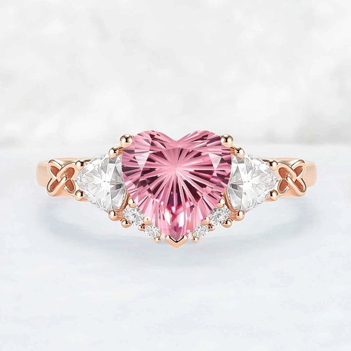 Eternal Knot Heart-Shaped Moissanite Engagement Ring