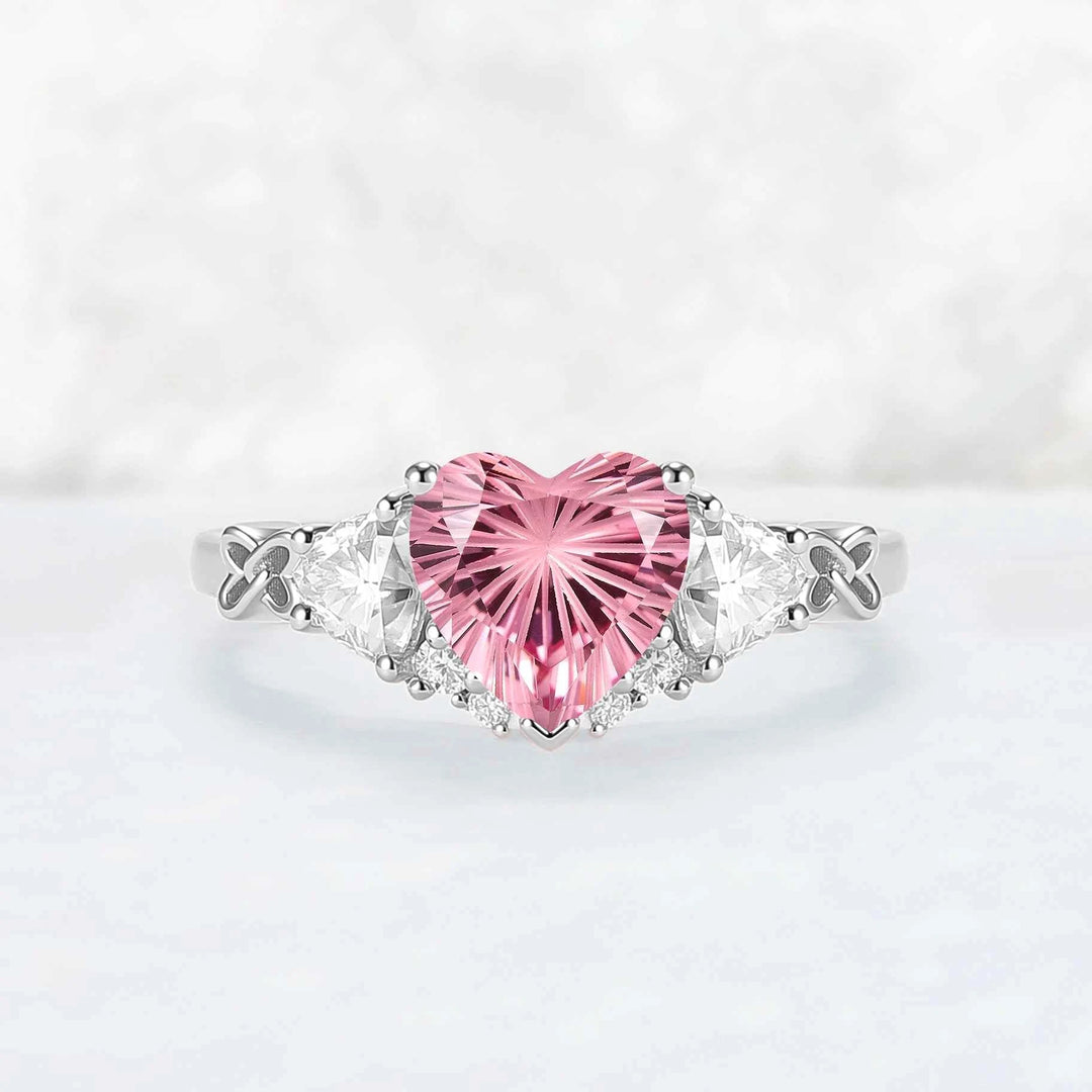 Eternal Knot Heart-Shaped Moissanite Engagement Ring