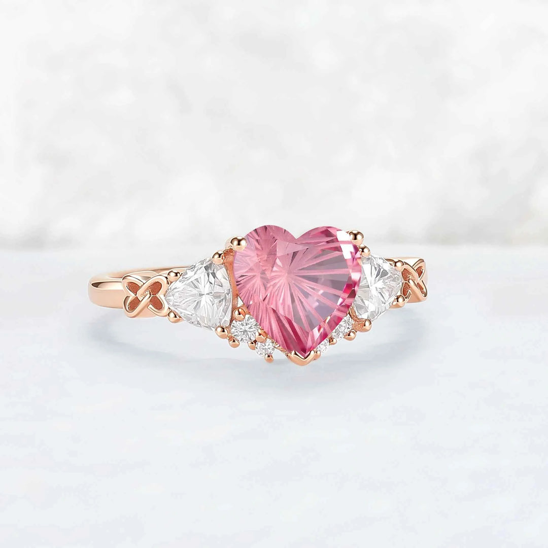 Eternal Knot Heart-Shaped Moissanite Engagement Ring