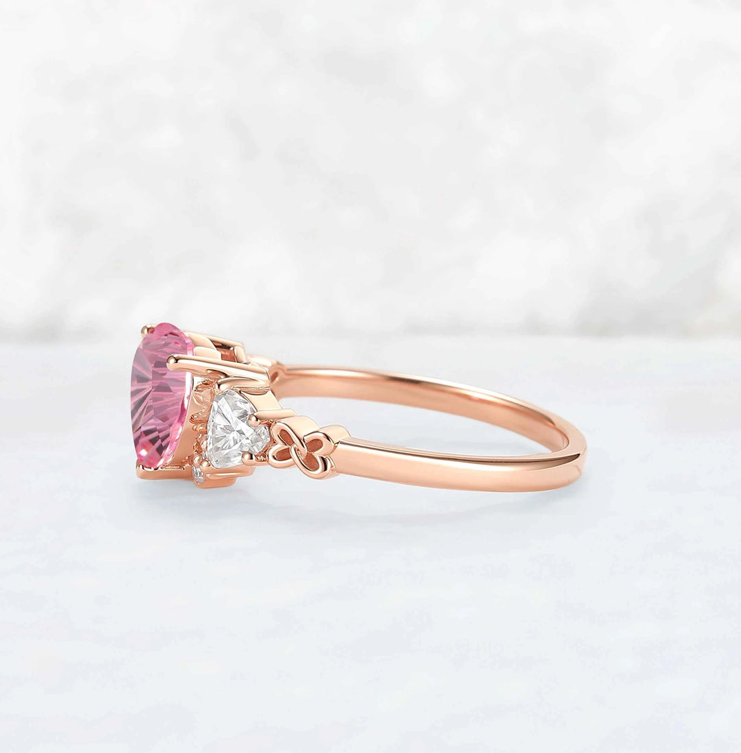 Eternal Knot Heart-Shaped Moissanite Engagement Ring