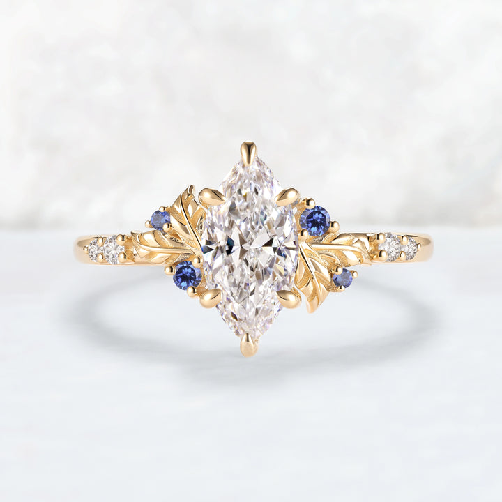Everleaf with 1.0 Carat Marquise Certified Lab Diamond Ring in 14K Rose Gold