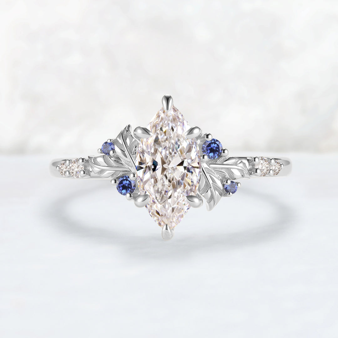 Everleaf with 1.0 Carat Marquise Certified Lab Diamond Ring in 14K Rose Gold