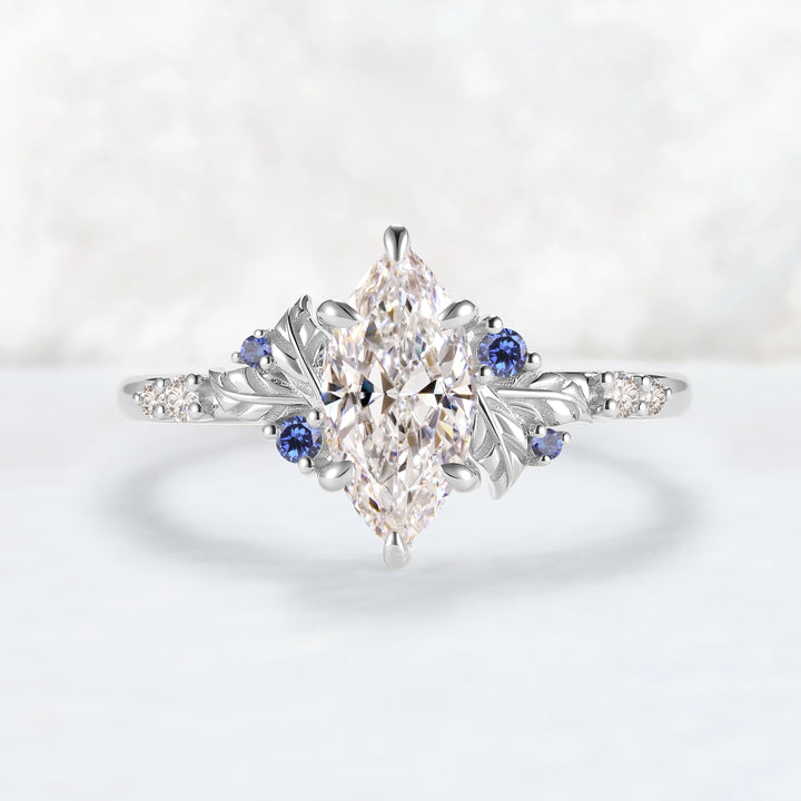 Everleaf with 1.0 Carat Marquise Certified Lab Diamond Ring in 14K Rose Gold