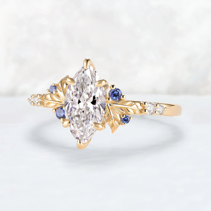 Everleaf with 1.0 Carat Marquise Certified Lab Diamond Ring in 14K Rose Gold