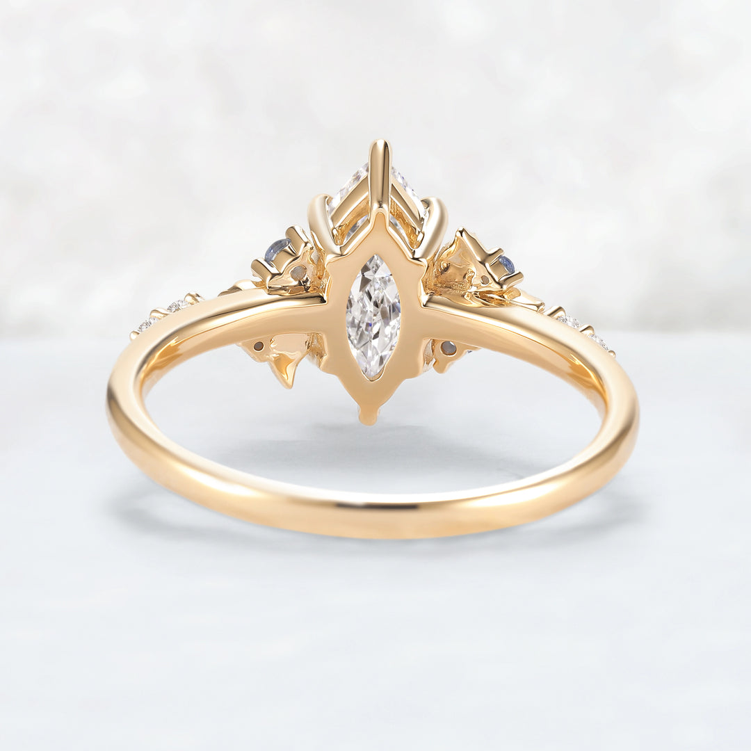 Everleaf with 1.0 Carat Marquise Certified Lab Diamond Ring in 14K Rose Gold