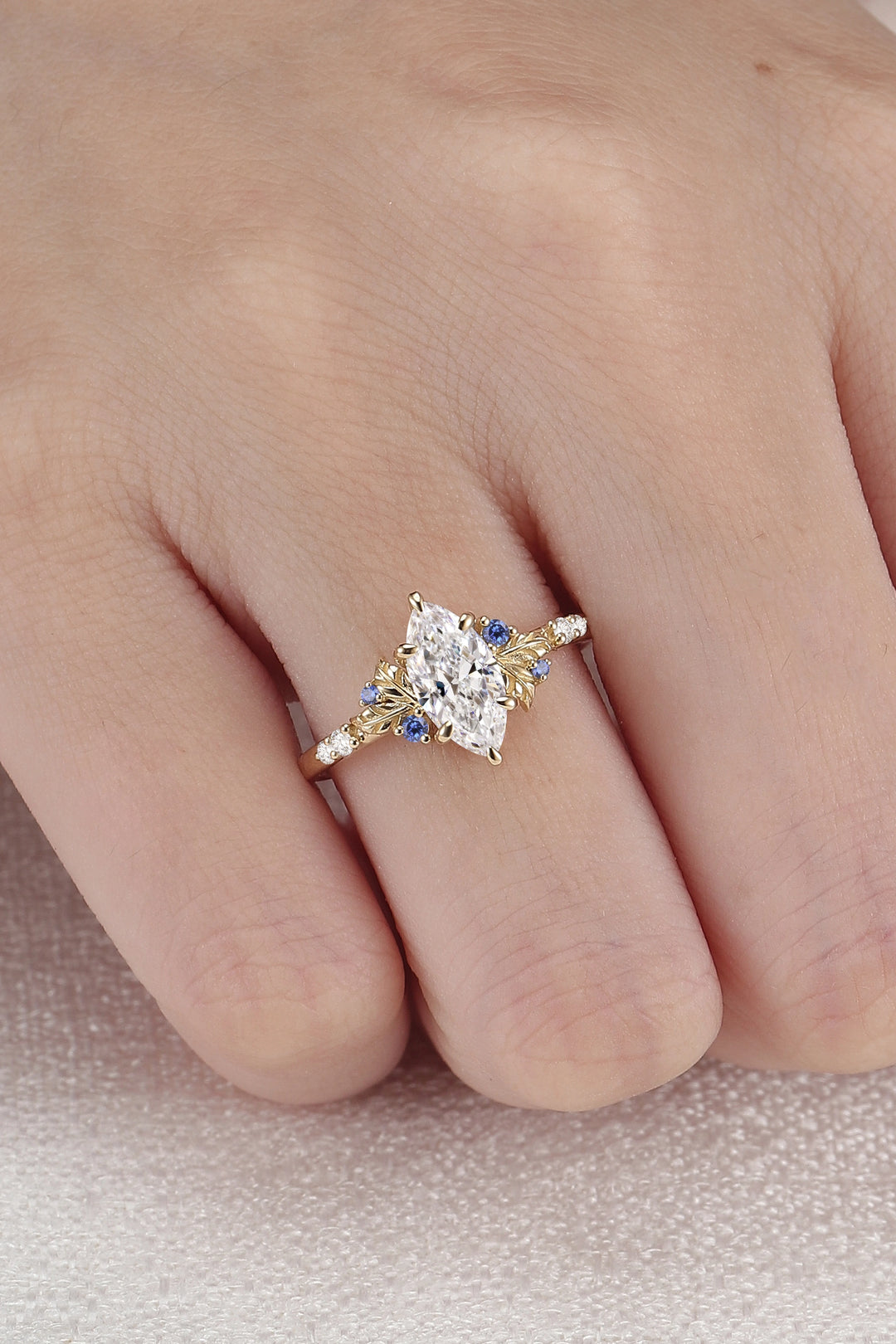 Everleaf with 1.0 Carat Marquise Certified Lab Diamond Ring in 14K Rose Gold