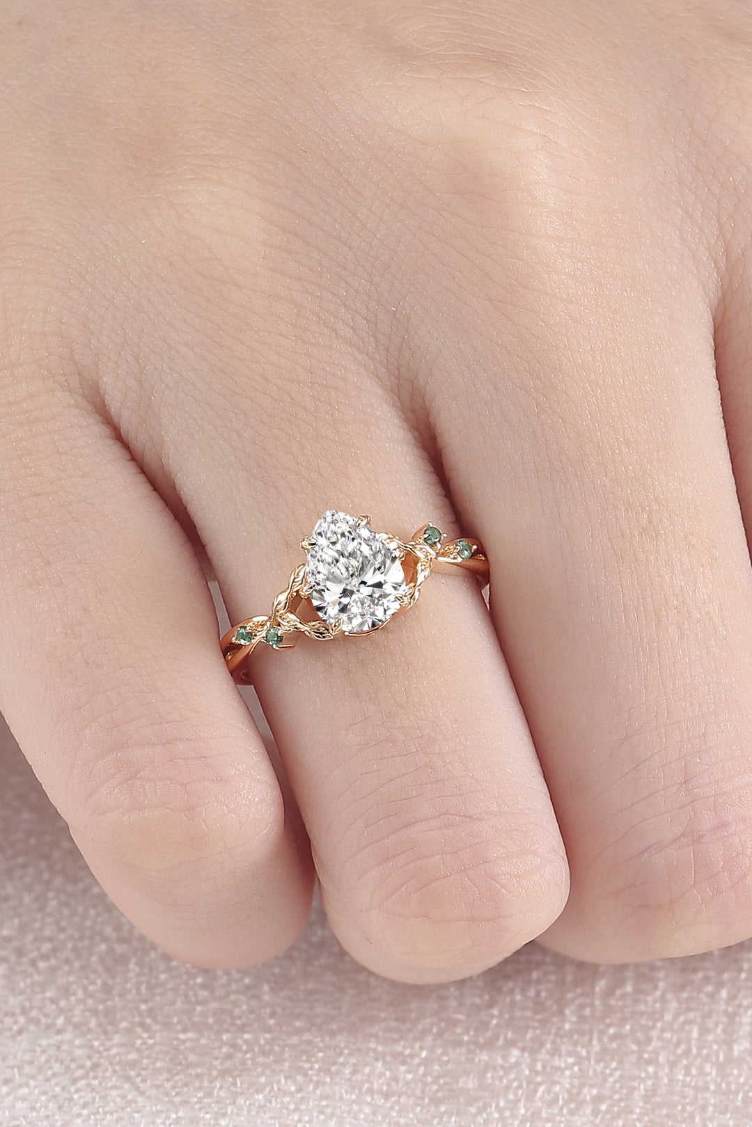 Everleaf with 1.3ct Pear Cut Certified Lab Diamond Ring in 14K Rose Gold