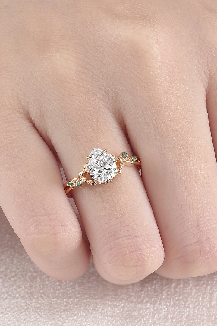 Everleaf with 1.3ct Pear Cut Certified Lab Diamond Ring in 14K Rose Gold