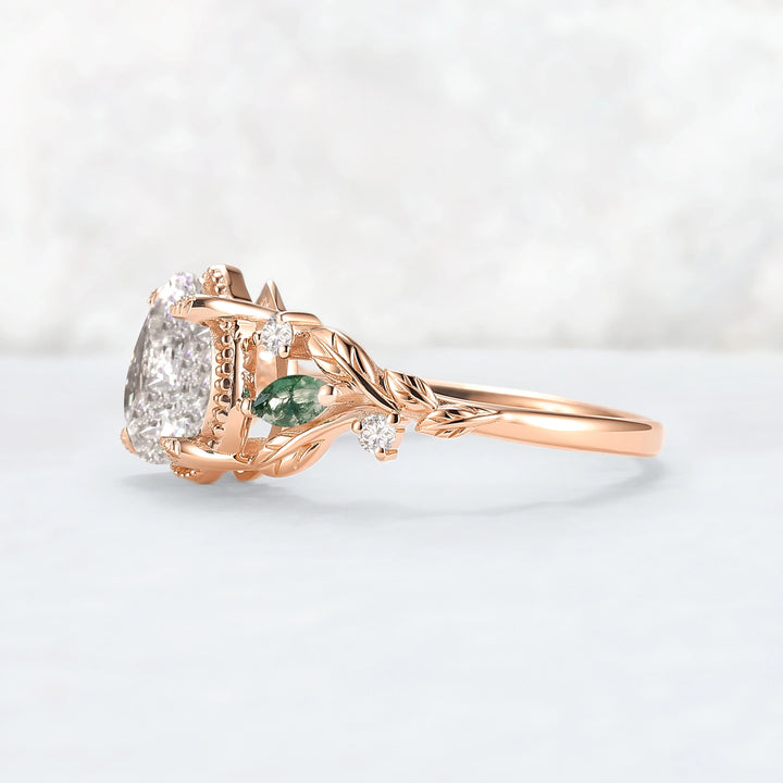 Everleaf with 1.3ct Pear Cut Certified Lab Diamond Ring in 14K Rose Gold