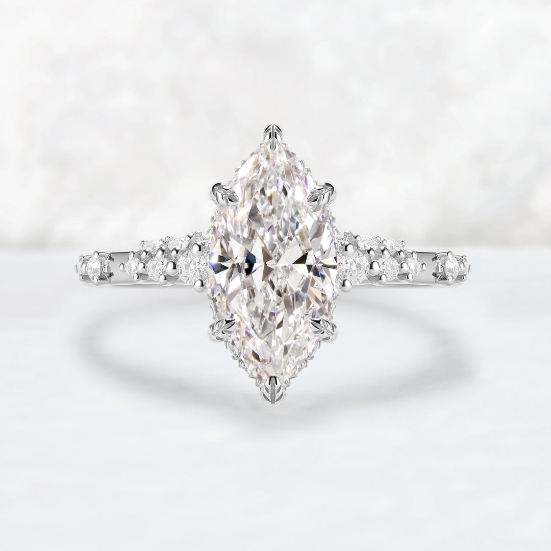 Everleaf with 1.5ct Marquise Cut Certified Lab Diamond Ring in 14K Yellow Gold