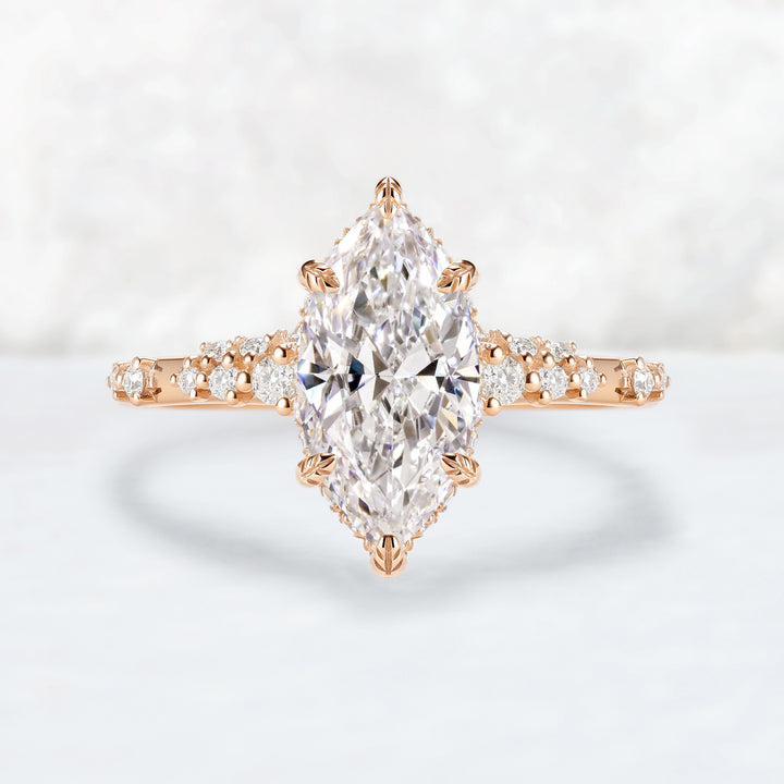 Everleaf with 1.5ct Marquise Cut Certified Lab Diamond Ring in 14K Yellow Gold