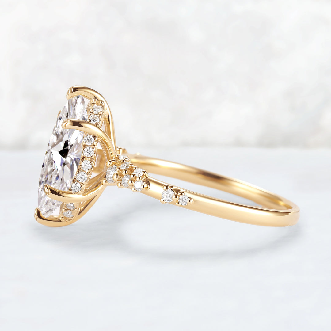 Everleaf with 1.5ct Marquise Cut Certified Lab Diamond Ring in 14K Yellow Gold