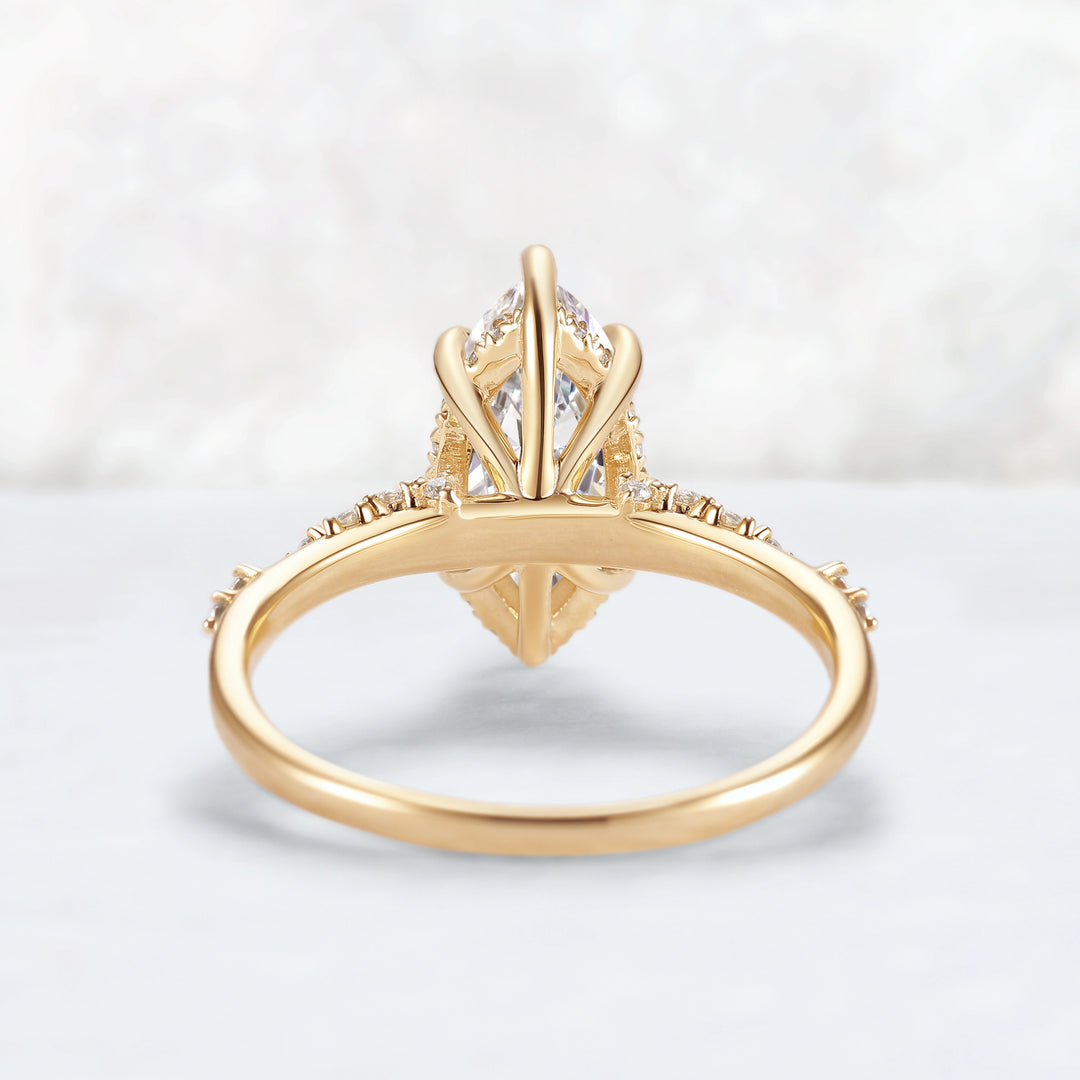 Everleaf with 1.5ct Marquise Cut Certified Lab Diamond Ring in 14K Yellow Gold