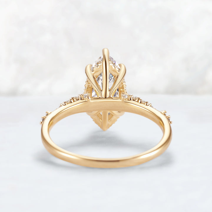 Everleaf with 1.5ct Marquise Cut Certified Lab Diamond Ring in 14K Yellow Gold