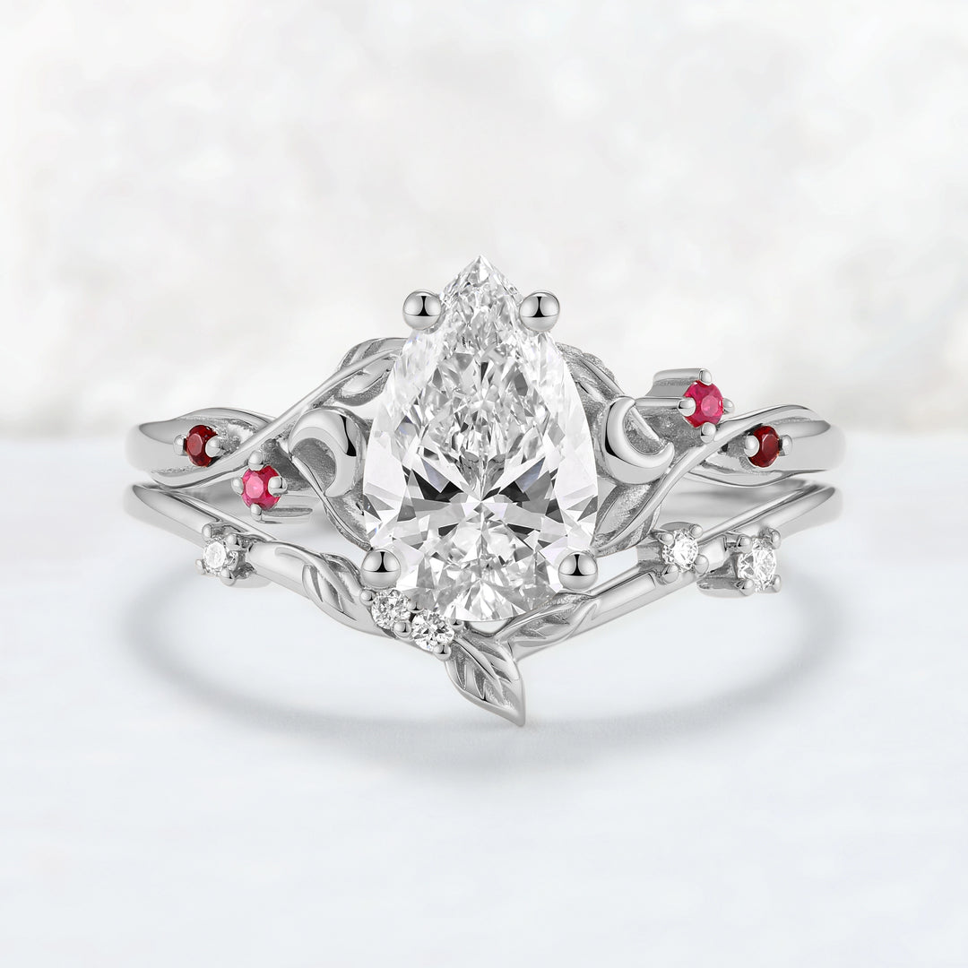 Everleaf with 1.6ct Pear Cut Certified Lab-grown Diamond Ring in 14K Yellow Gold
