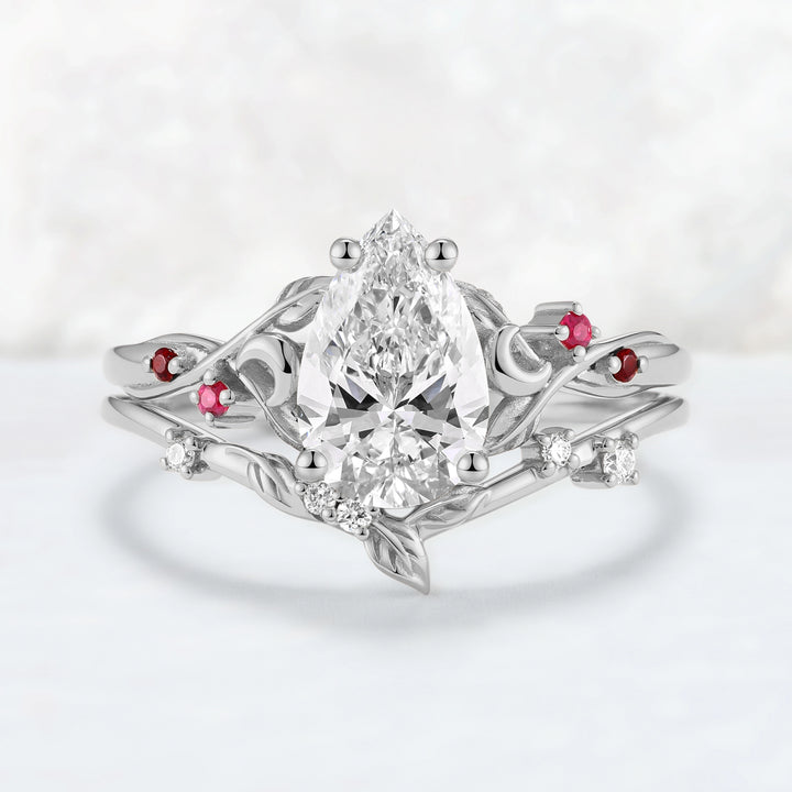 Everleaf with 1.6ct Pear Cut Certified Lab-grown Diamond Ring in 14K Yellow Gold