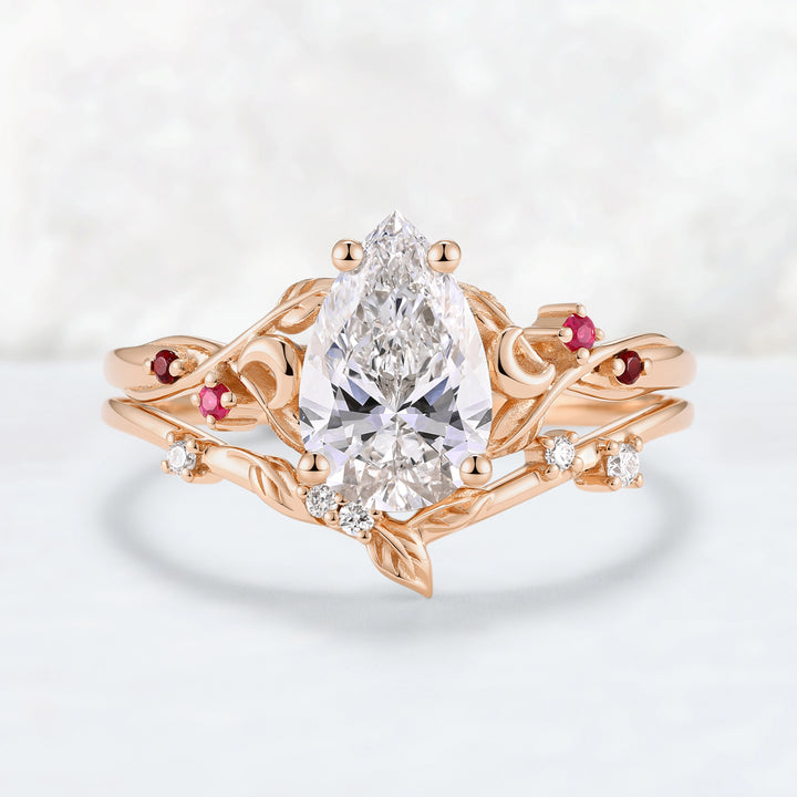 Everleaf with 1.6ct Pear Cut Certified Lab-grown Diamond Ring in 14K Yellow Gold