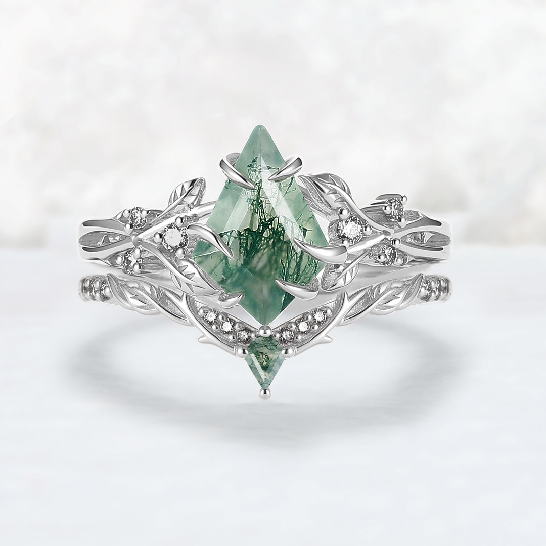 Custom Moss Agate Ring Set for Emrey Tureson
