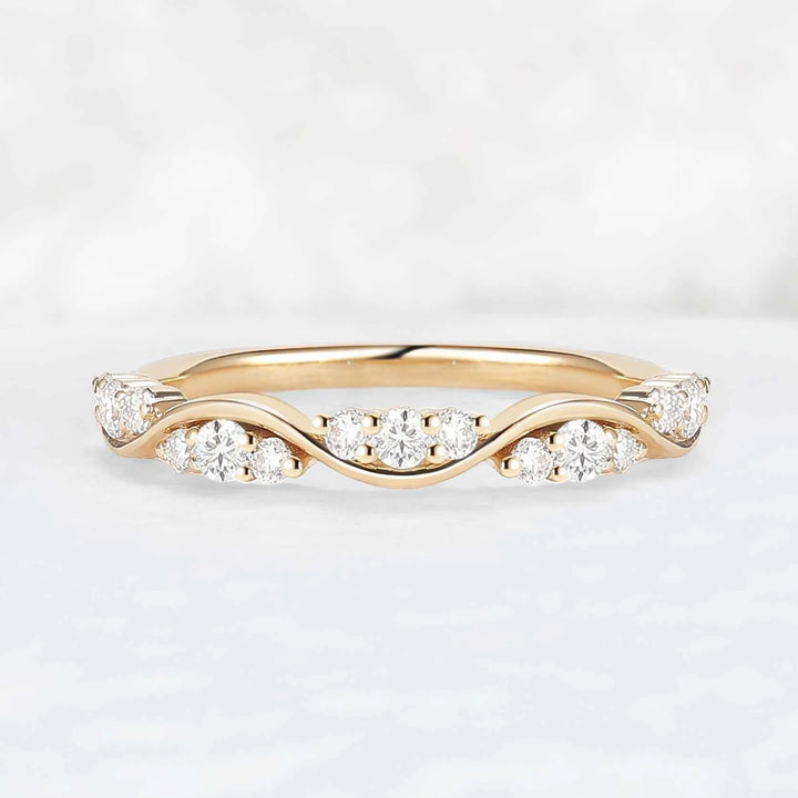 Half Eternity Round Cut Moissanite Straight Wedding Band