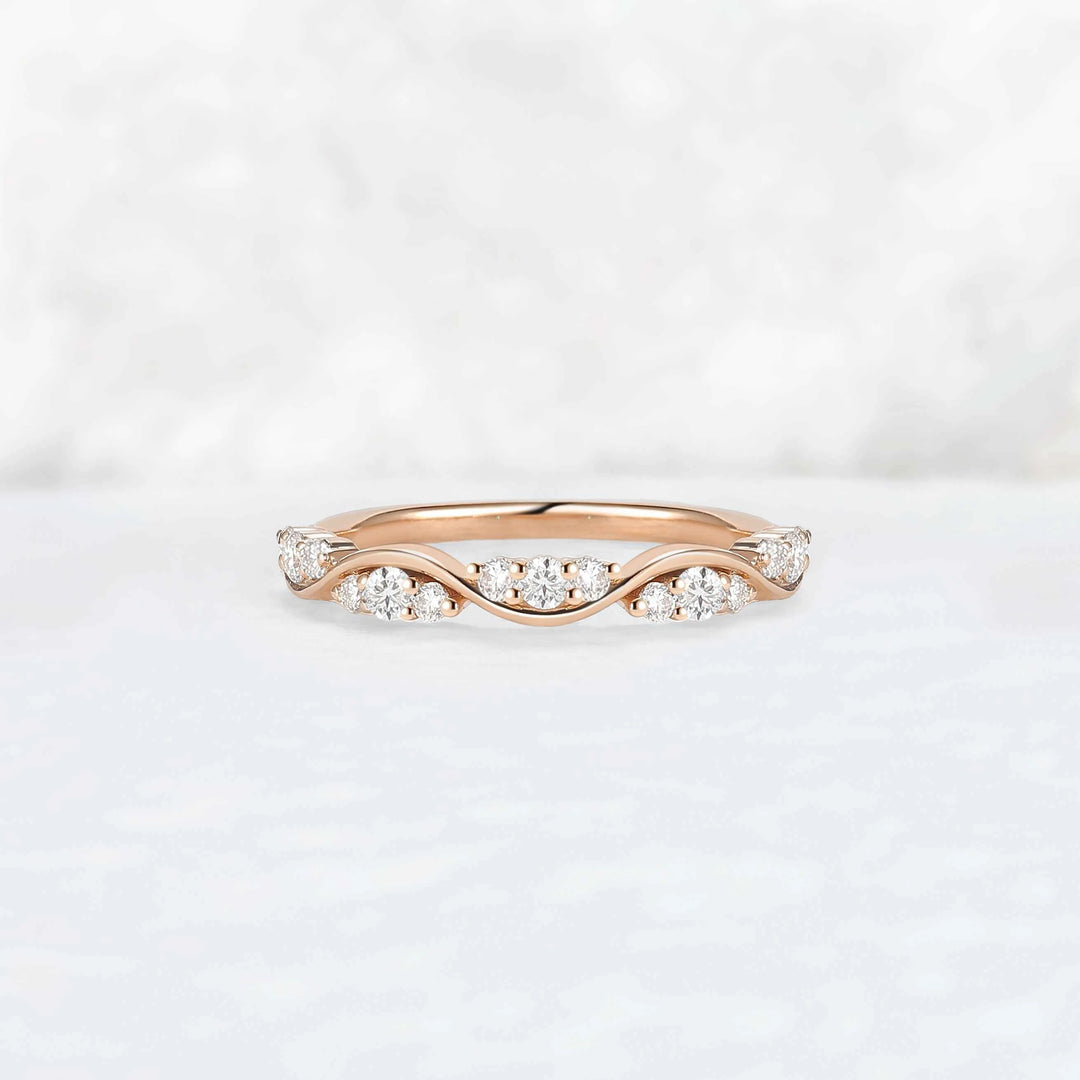Half Eternity Round Cut Moissanite Straight Wedding Band