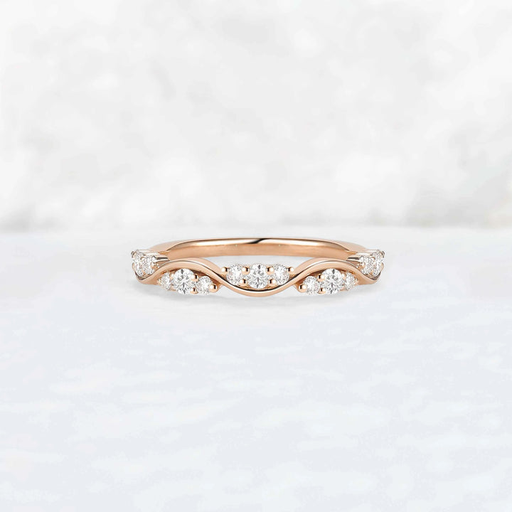 Half Eternity Round Cut Moissanite Straight Wedding Band