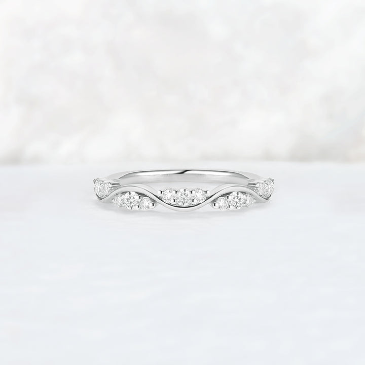 Half Eternity Round Cut Moissanite Straight Wedding Band