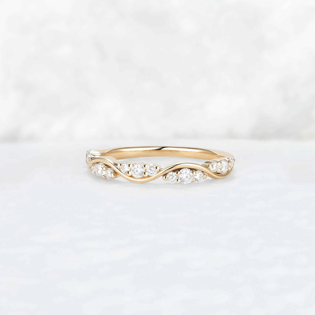 Half Eternity Round Cut Moissanite Straight Wedding Band