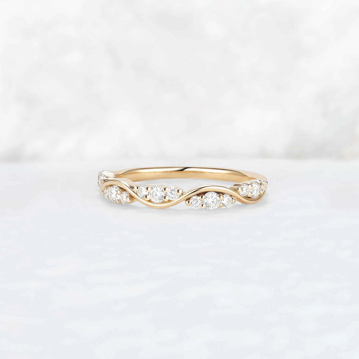 Half Eternity Round Cut Moissanite Straight Wedding Band