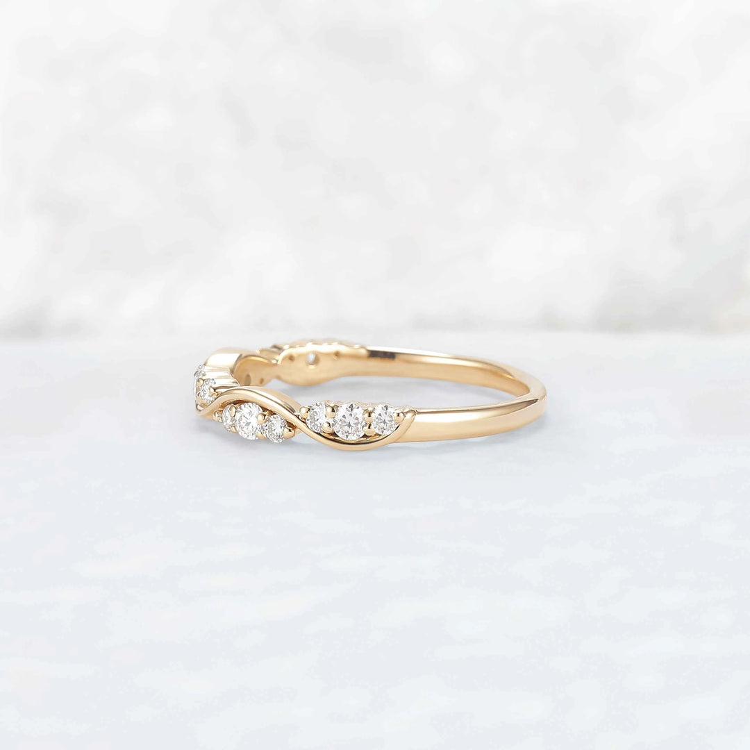 Half Eternity Round Cut Moissanite Straight Wedding Band