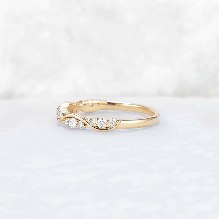 Half Eternity Round Cut Moissanite Straight Wedding Band