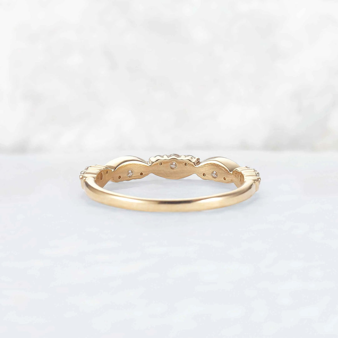 Half Eternity Round Cut Moissanite Straight Wedding Band
