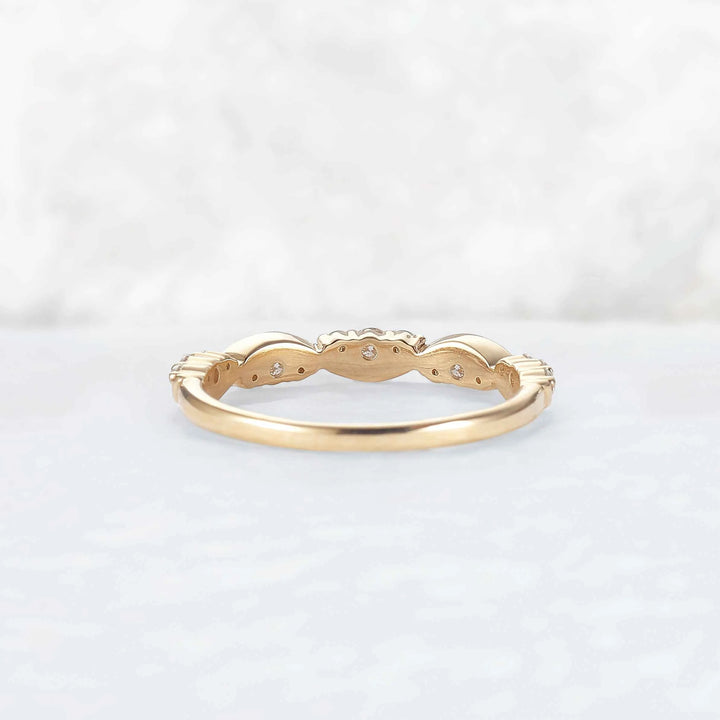 Half Eternity Round Cut Moissanite Straight Wedding Band