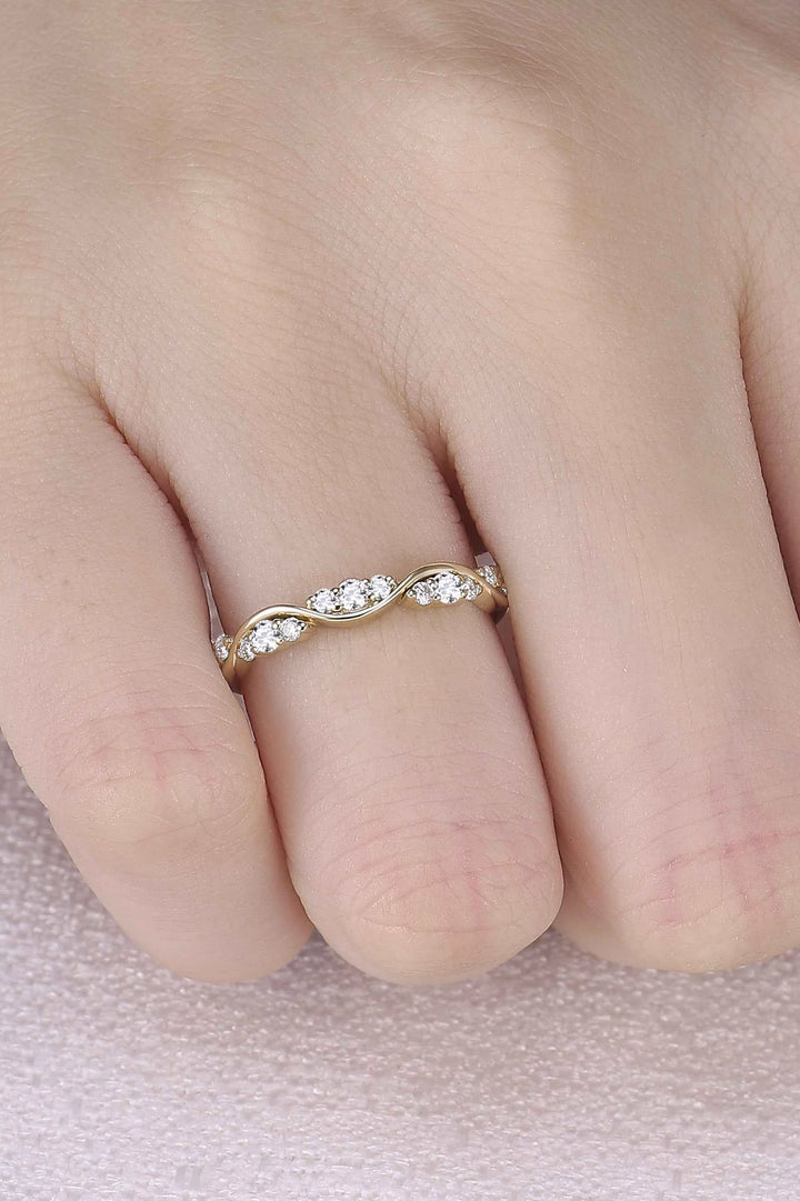Half Eternity Round Cut Moissanite Straight Wedding Band
