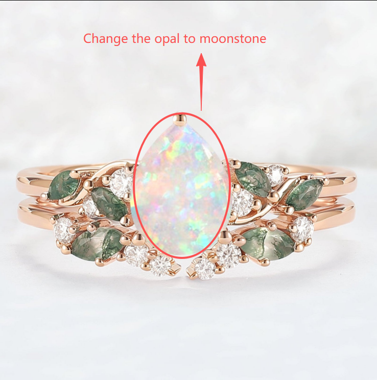 Custom moonstone ring set US 10 for #IVER2206(engraving: “1 Corinthians 13:4-7”)